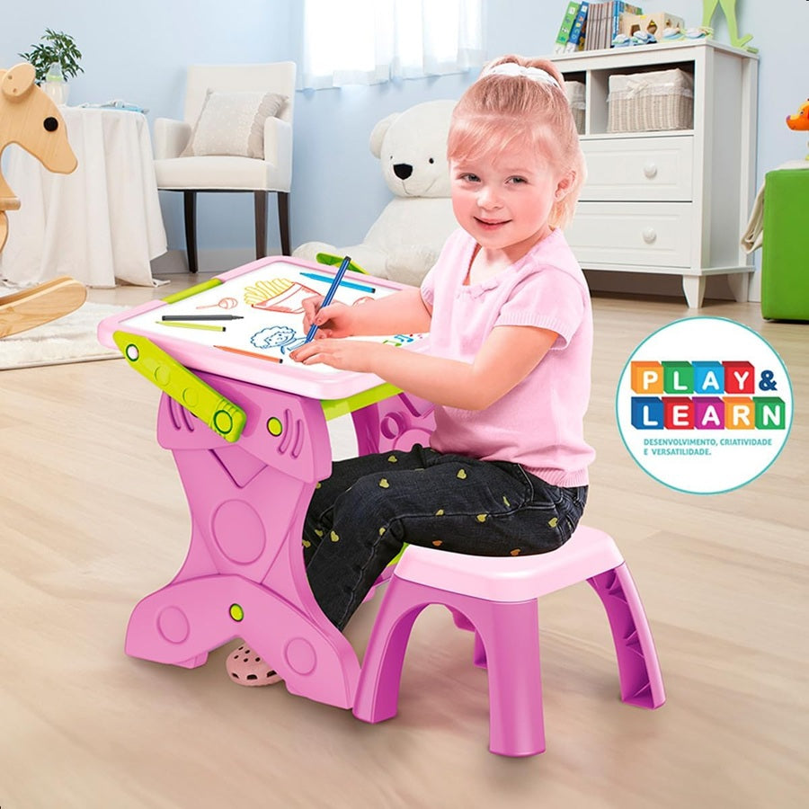 Atril Tablero Infantil Borrable Con Silla + 20 Accesorios