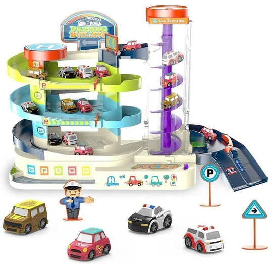 Pista Infantil Parqueadero 4 Carros Con Ascensor Garaje
