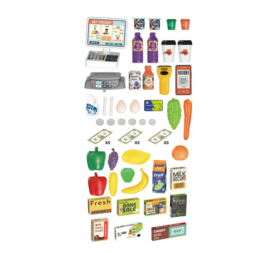 Supermercado Infantil 60 Pcs Con Carrito De Mercado