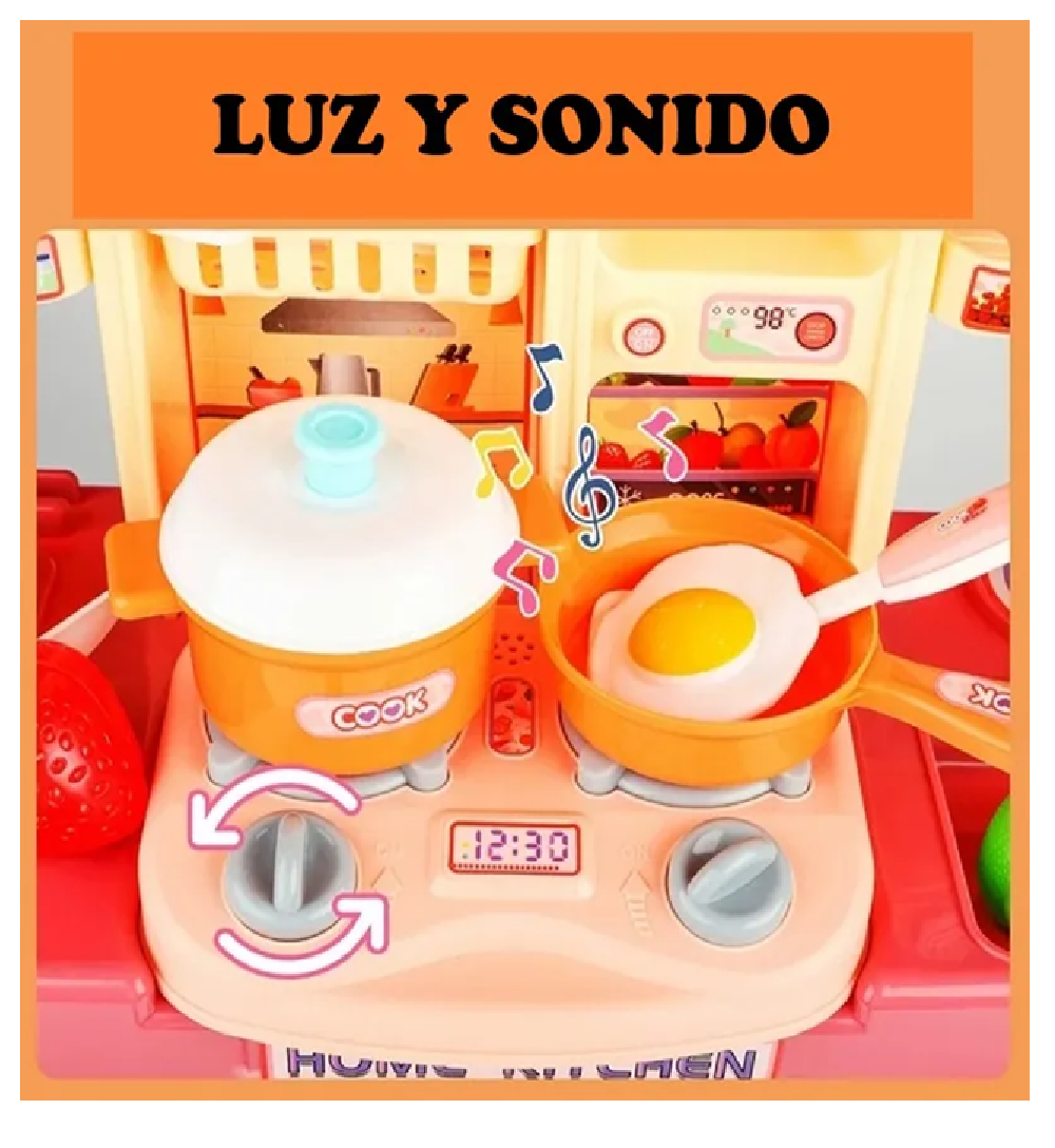 Cocina Infantil Rosada Función Real De Agua