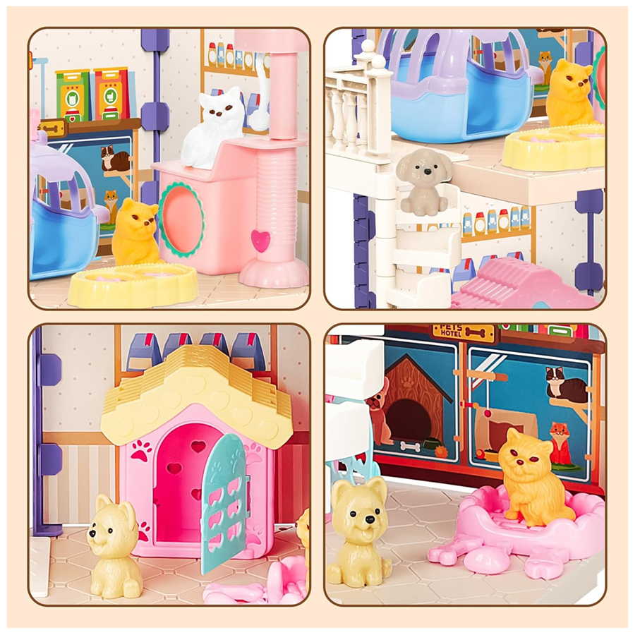 Casa Infantil Pet House 37 Pcs Mascotas + Muebles