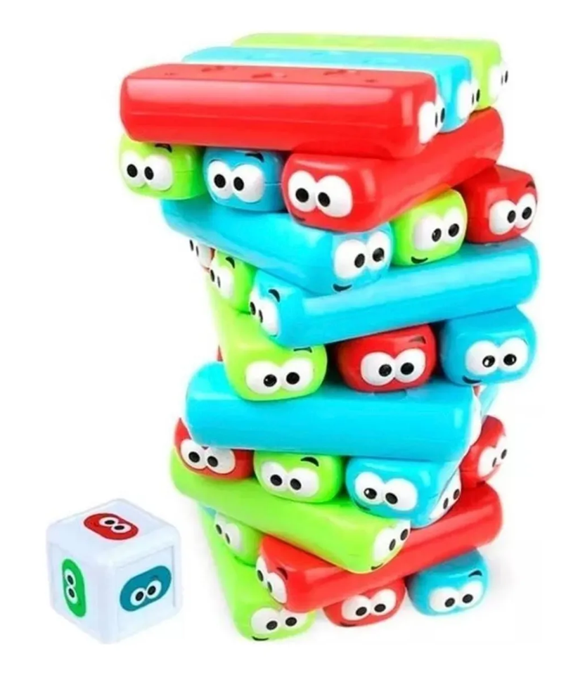 Juego De Apilables Torre Jenga Caritas Dado Infantil Adultos