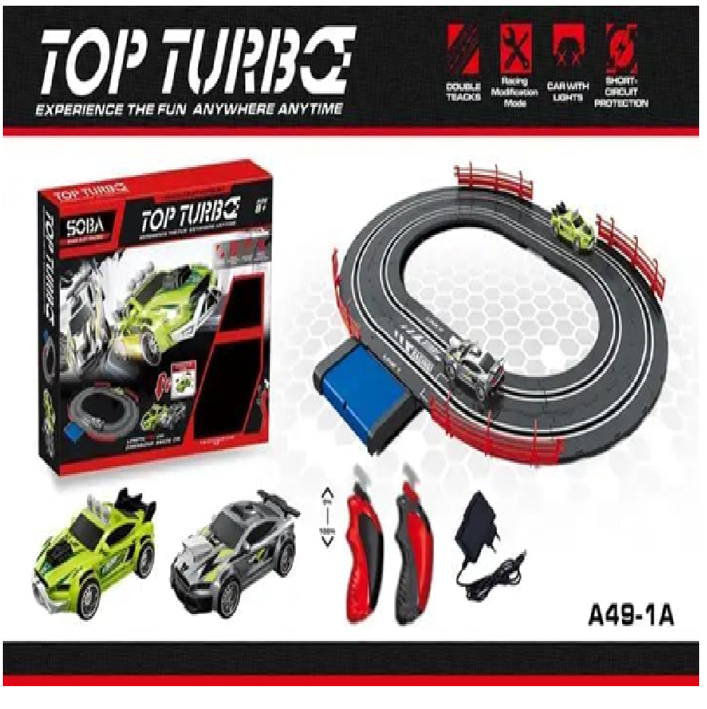 Pista De Carreras Eléctrica Topturbe 2 Carros 180 Cm