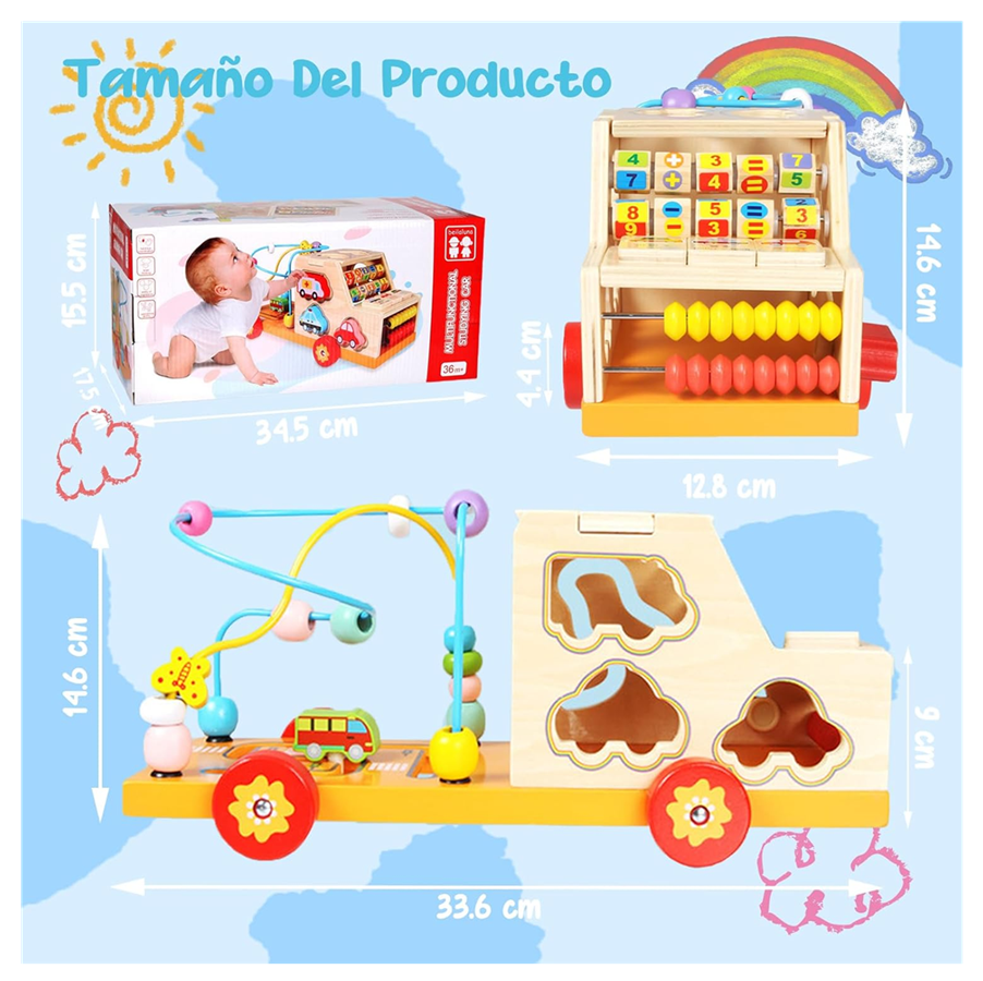 Coche Laberinto Montessori Figuras + Encastre Multifuncional