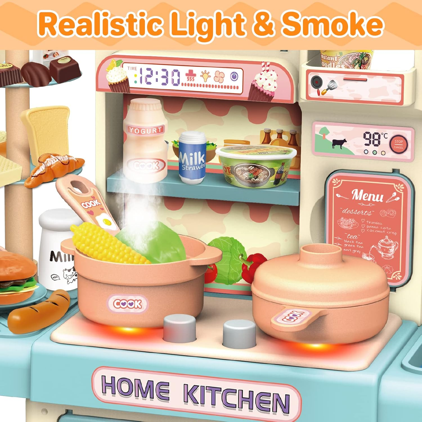 Cocina Infantil Función De Agua + Luz + Sonido + Vapor 35 Cm