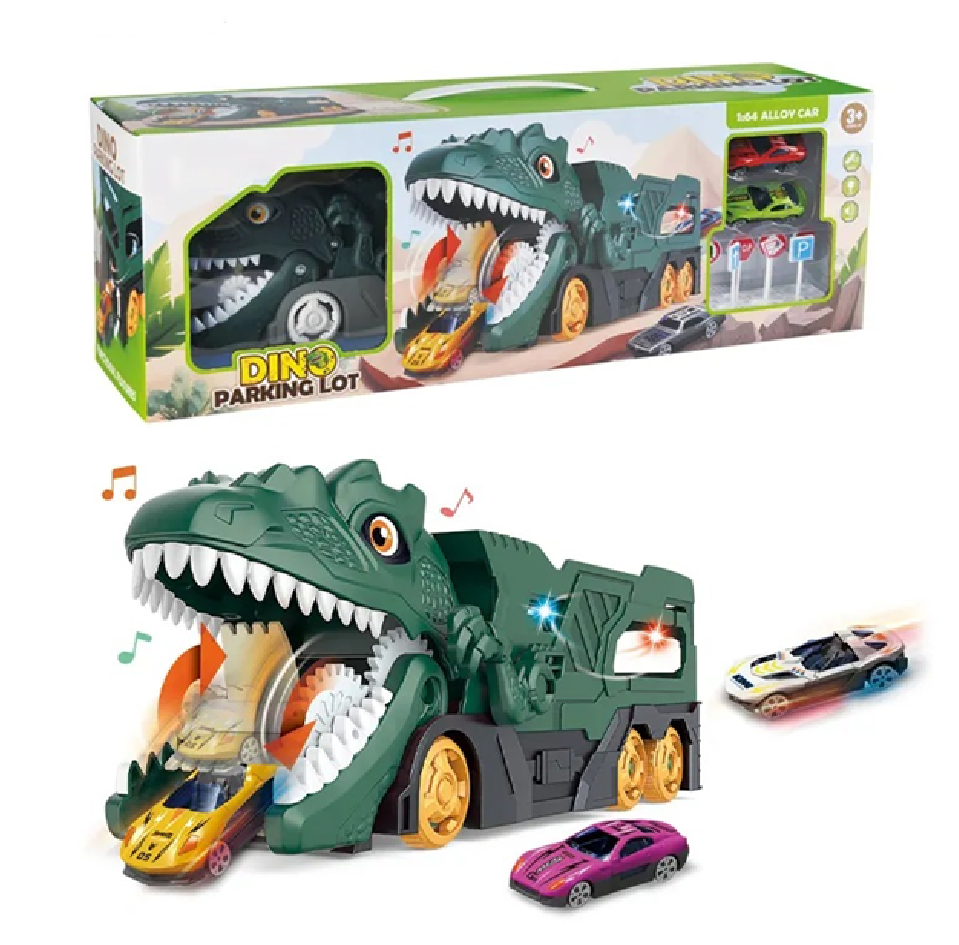 Camión Tipo Dinosaurio Con Carros Luz + Sonidos