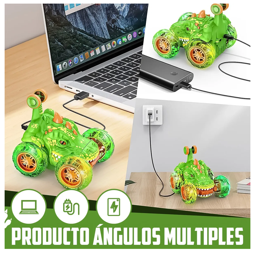 Carro Loco A Control Remoto Dinosaurio Giros 360°