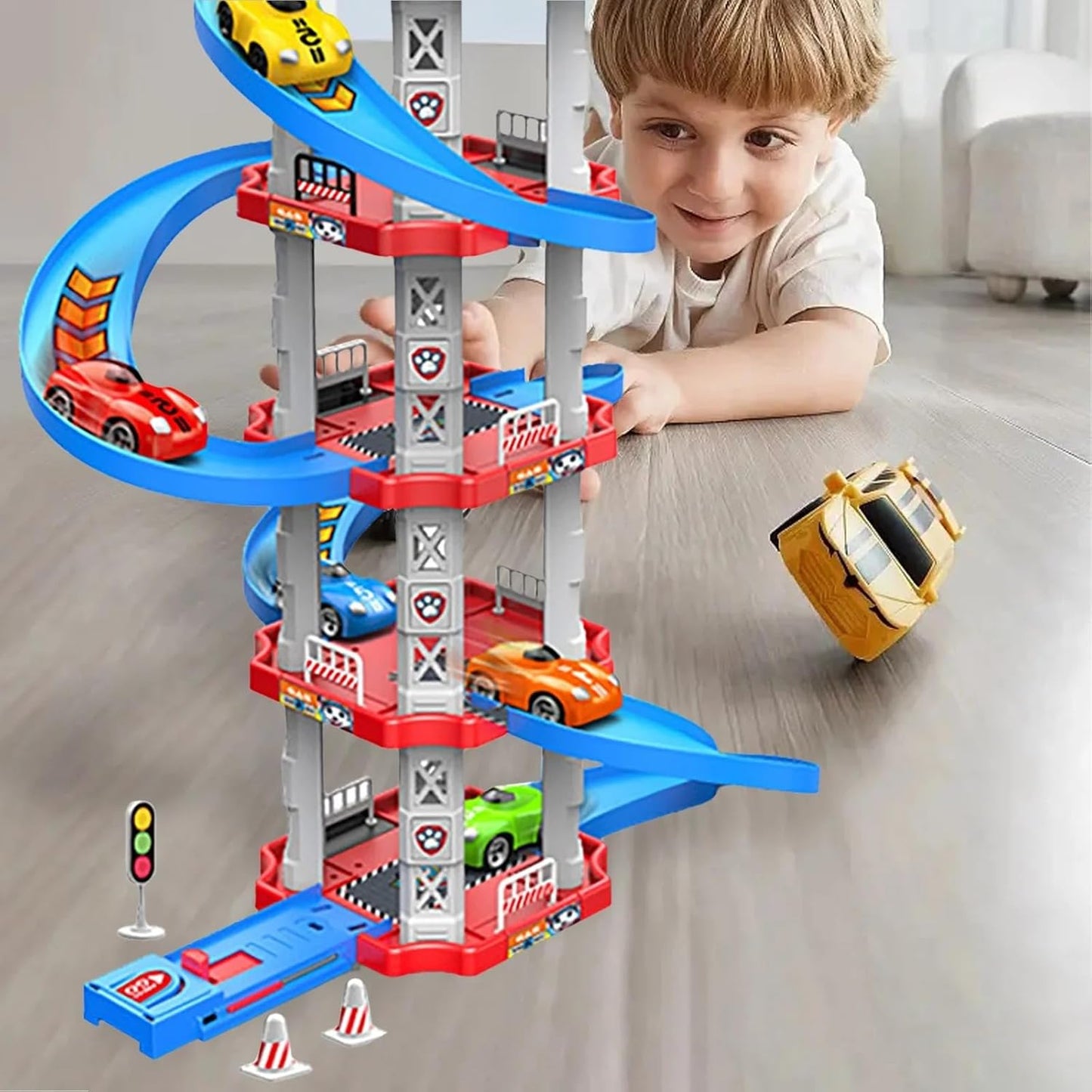Pista Infantil 10 Niveles 92 Cm De Alta Turbo 2 Carros