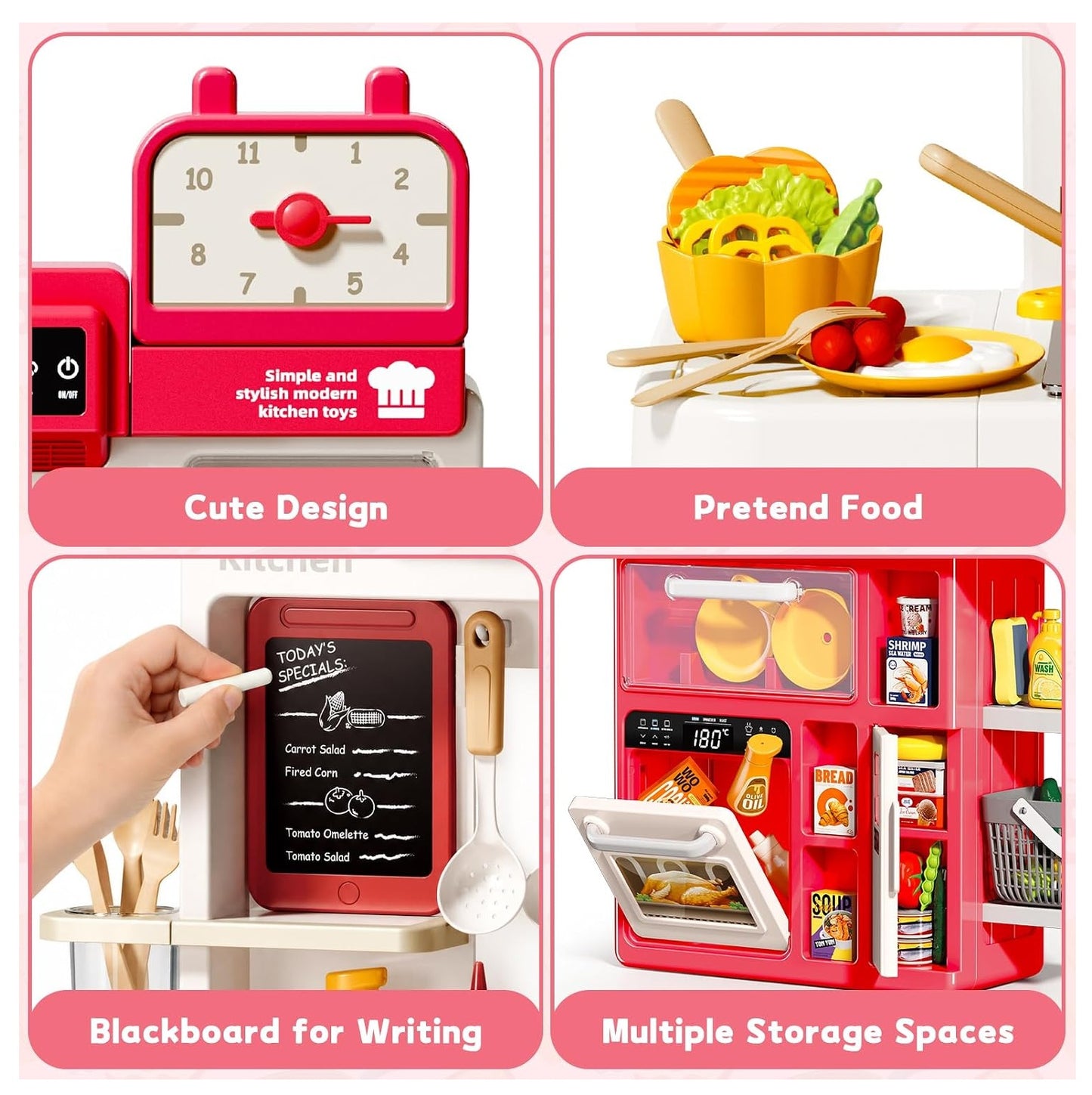 Cocina Infantil 88 Cm 69 Accesorios Luz+ Sonido +agua+ Vapor