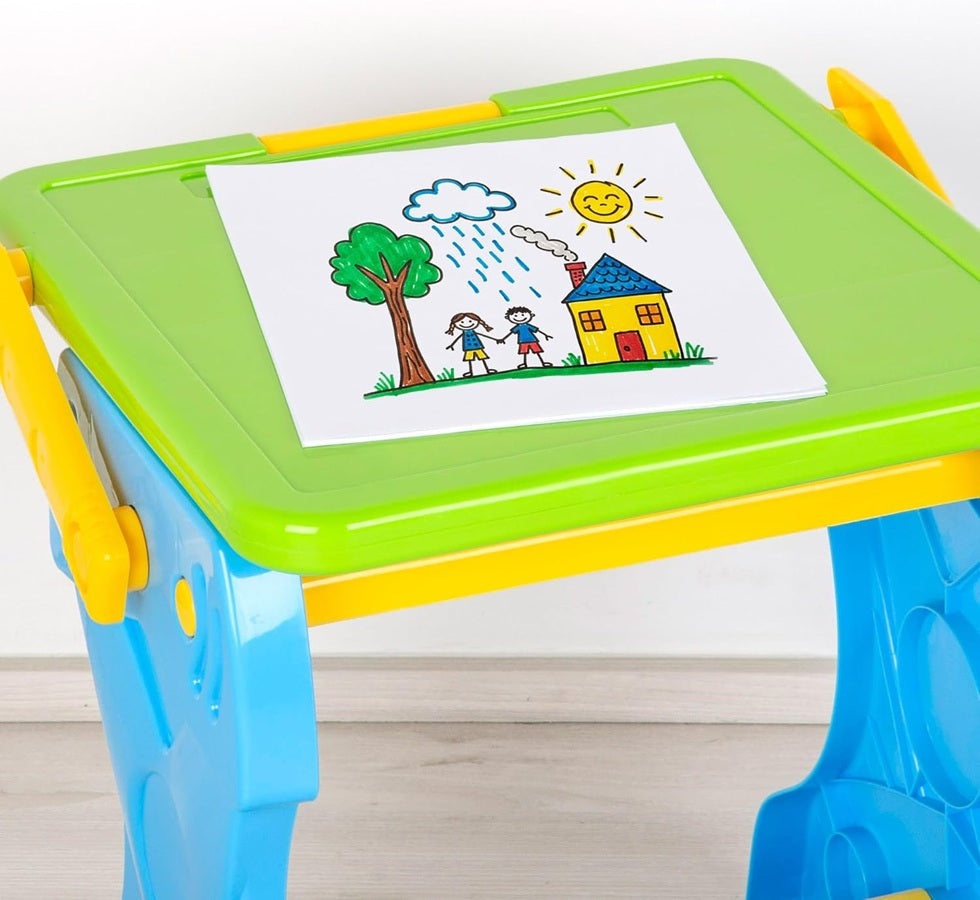 Atril Tablero Infantil Borrable Con Silla + 20 Accesorios