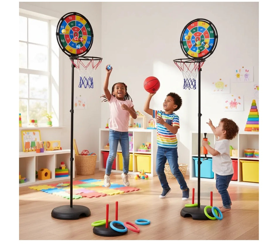Juego Cancha De Baloncesto + Tiro Al Blanco + Aros