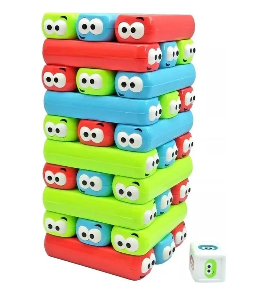 Juego De Apilables Torre Jenga Caritas Dado Infantil Adultos