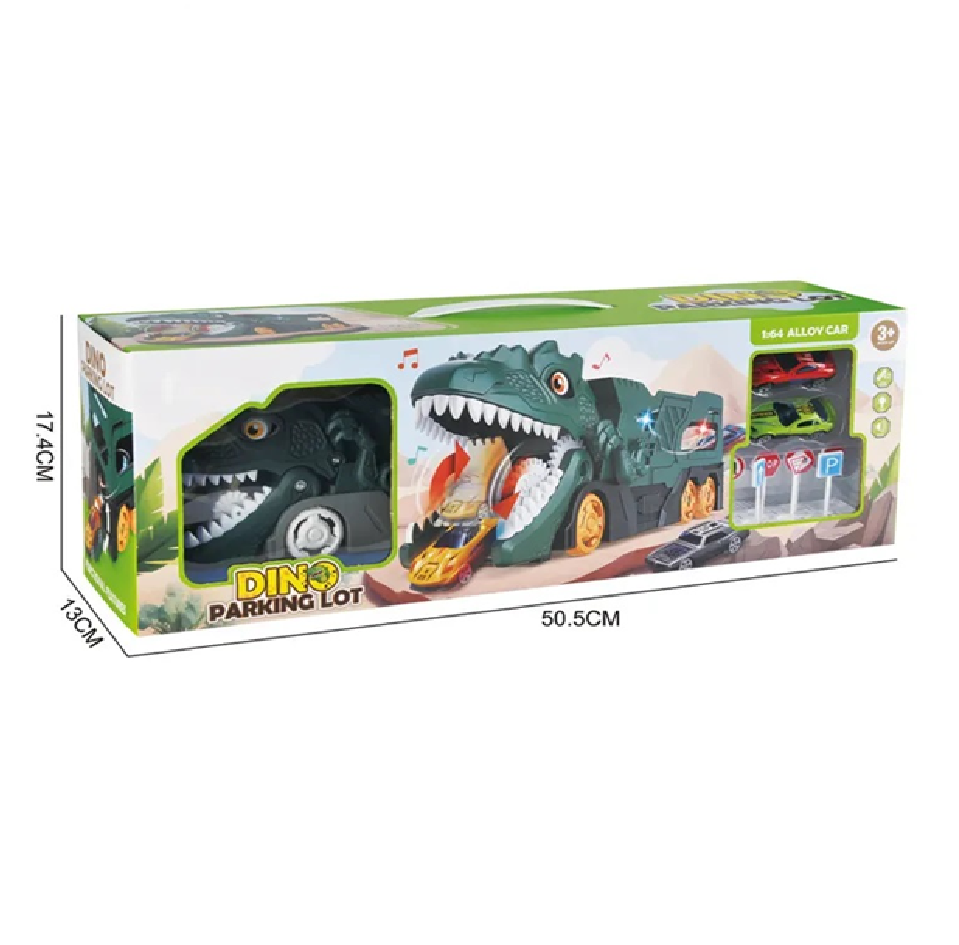 Camión Tipo Dinosaurio Con Carros Luz + Sonidos