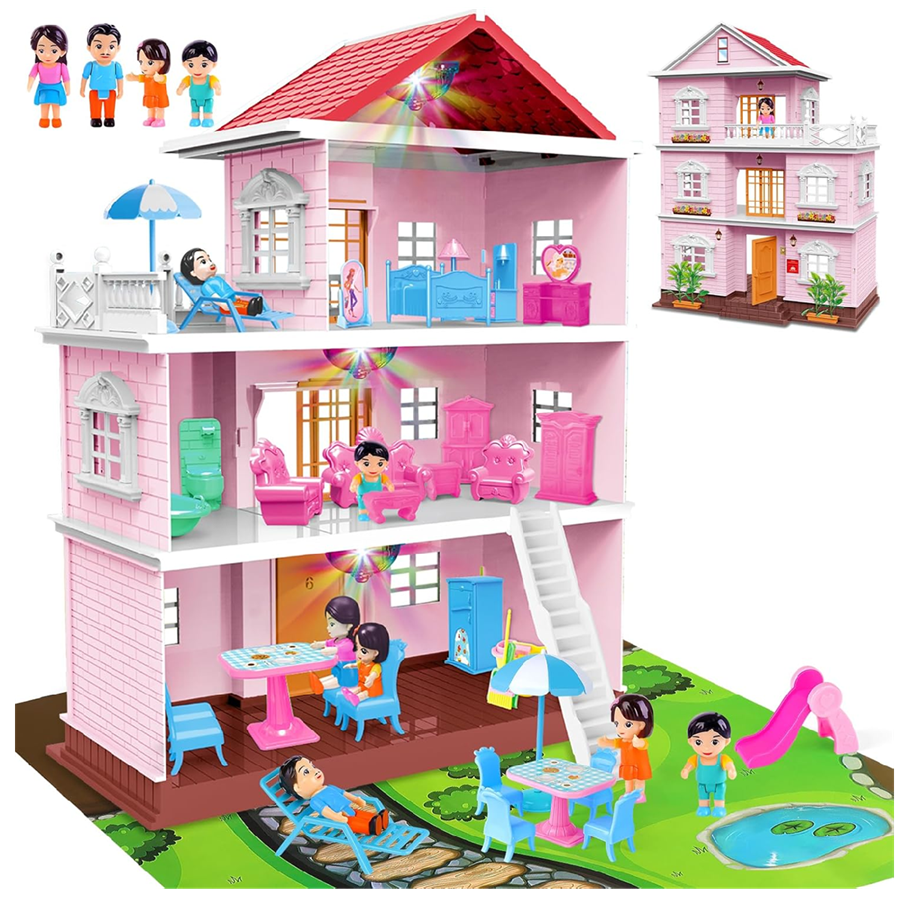 Casa De Muñecas Infantil Villa Rosada