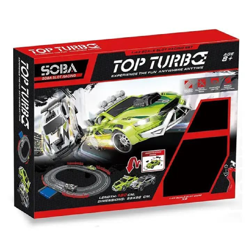 Pista De Carreras Eléctrica Topturbe 2 Carros 180 Cm