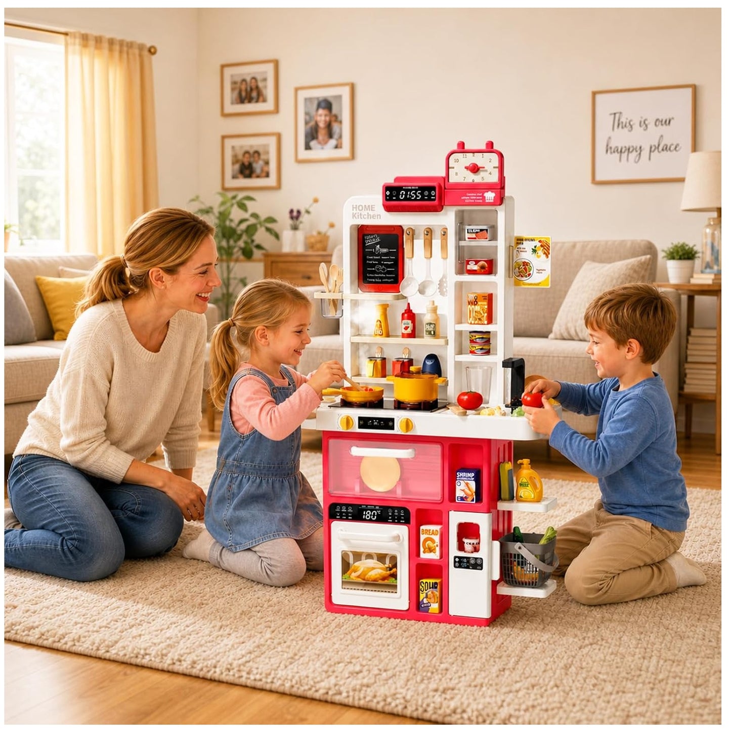Cocina Infantil 88 Cm 69 Accesorios Luz+ Sonido +agua+ Vapor