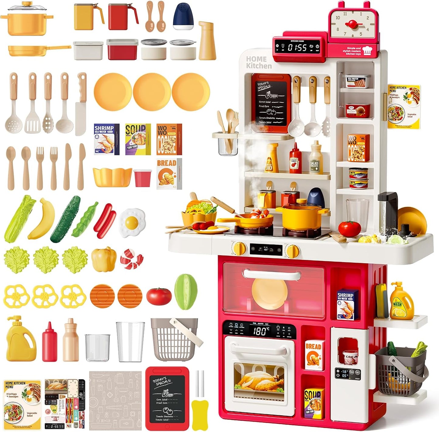 Cocina Infantil 88 Cm 69 Accesorios Luz+ Sonido +agua+ Vapor