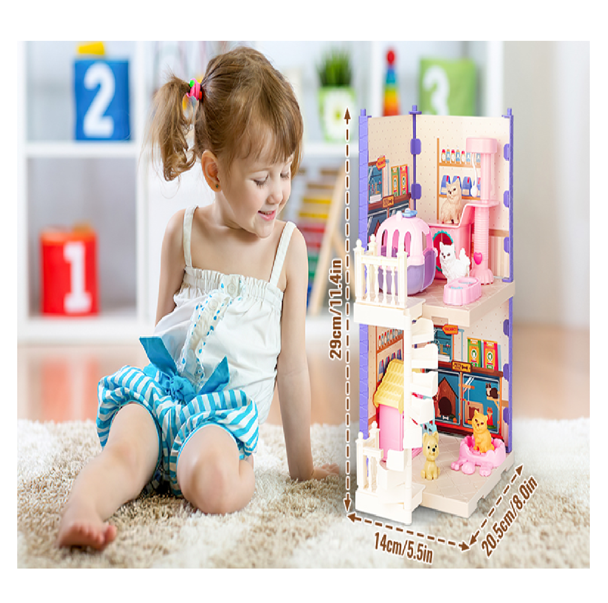 Casa Infantil Pet House 37 Pcs Mascotas + Muebles