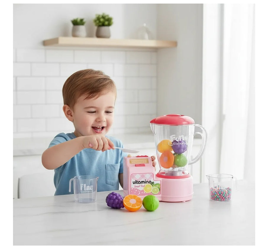 Licuadora Infantil Rosa 10 Pcs Con Accesorios