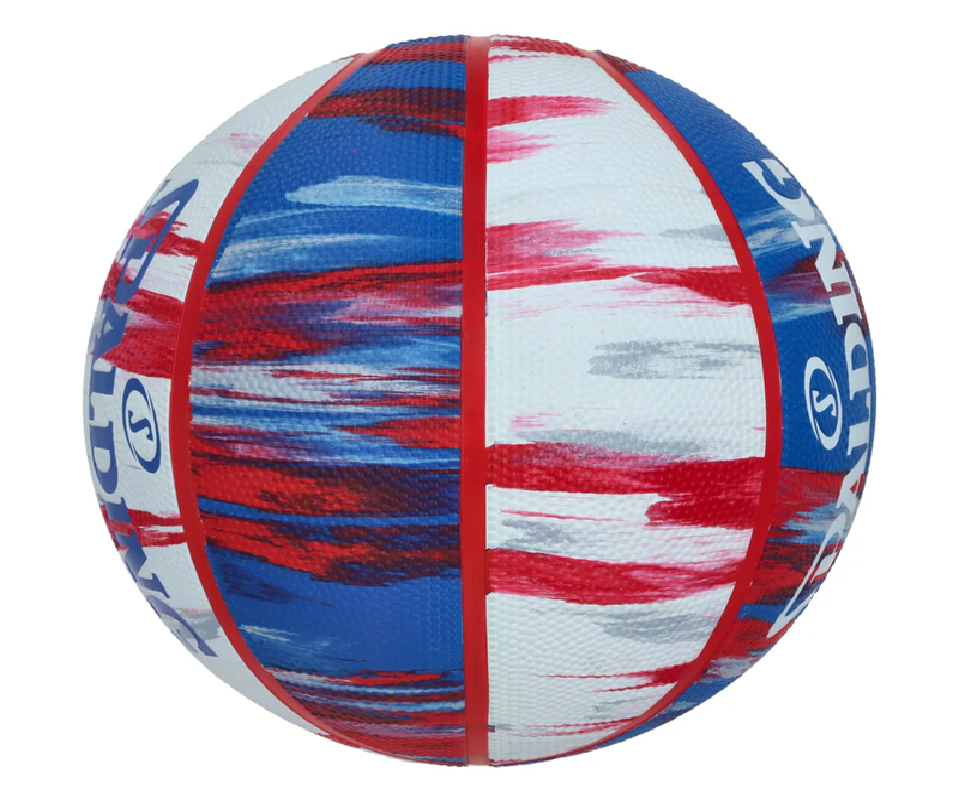 Balón Baloncesto Spalding Marble Series #7 Blanco azul rojo