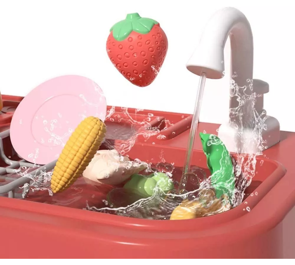 Cocina Infantil Rosa Con Luz Sonidos Nevera Horno 92 Cm