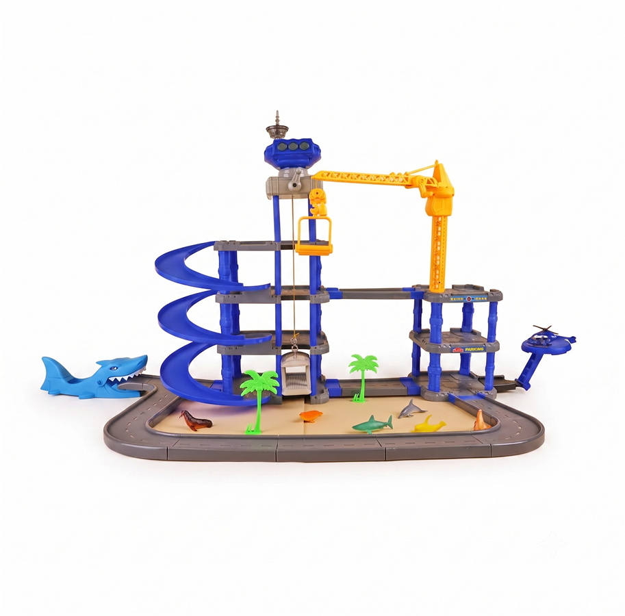 Pista Infantil Parking Shark 104 Pcs 4 Niveles