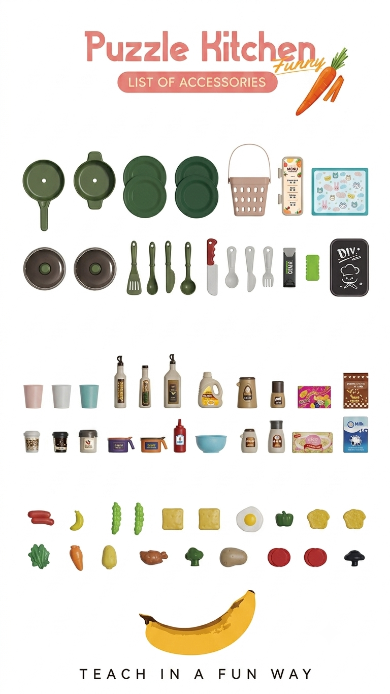 Cocina Infantil 84 Cm 63 Pcs Puzzle Kitchen