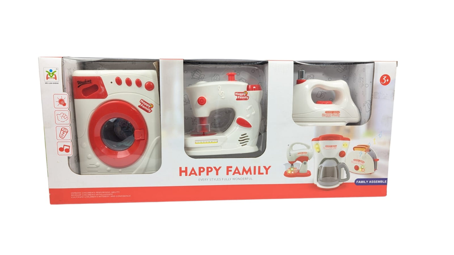Set Infantil De Casa Lavadora + Plancha + Maquina De Coser