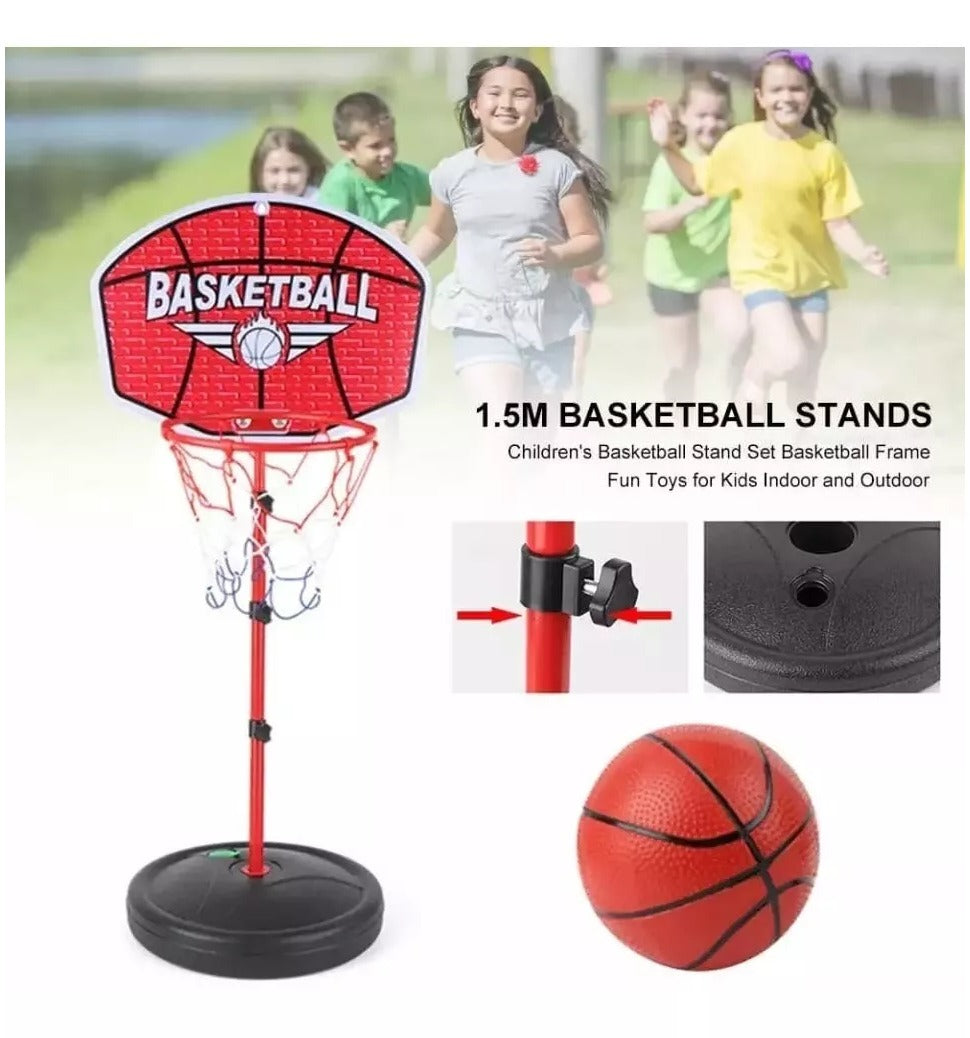 Cancha Baloncesto + Malla + Balón + Inflador Metálica