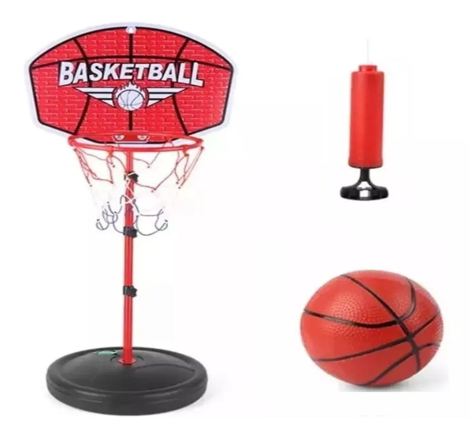 Cancha Baloncesto + Malla + Balón + Inflador Metálica