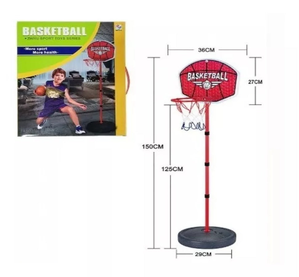 Cancha Baloncesto + Malla + Balón + Inflador Metálica