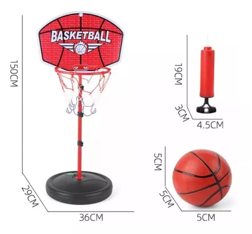 Cancha Baloncesto + Malla + Balón + Inflador Metálica