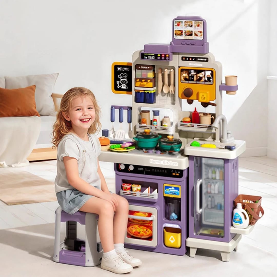 Cocina Infantil 90cm 66 Pcs Luces + Sonidos + Agua +vapor