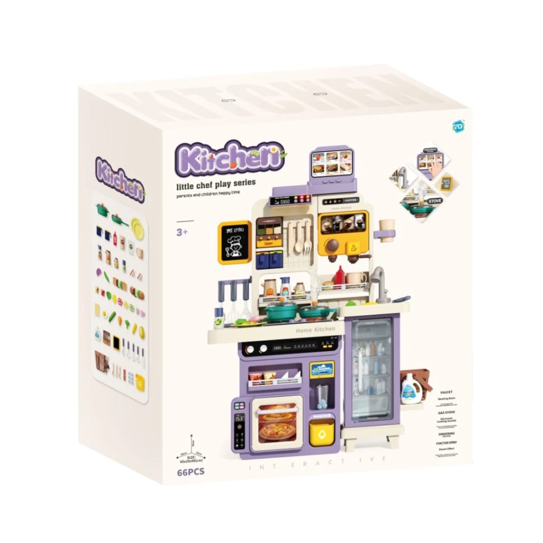 Cocina Infantil 90cm 66 Pcs Luces + Sonidos + Agua +vapor