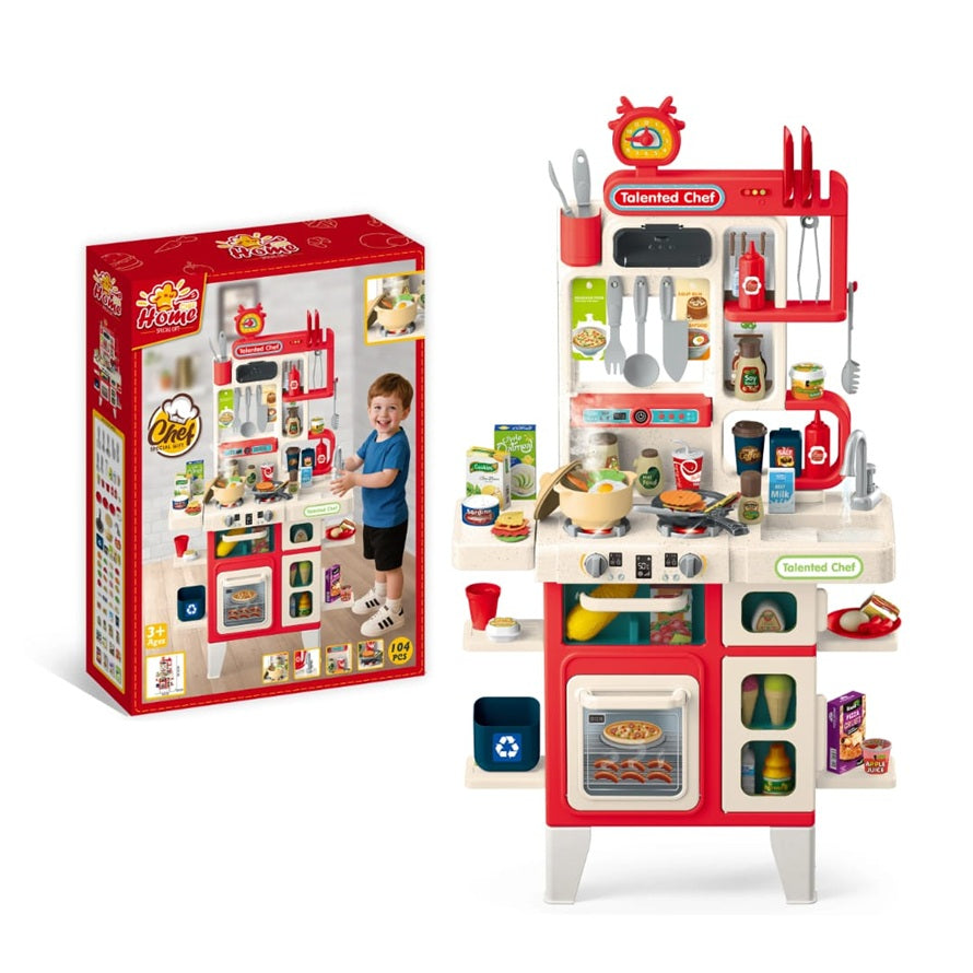 Cocina Infantil 101 Cm 104 Pcs Luces +sonidos +agua +vapor